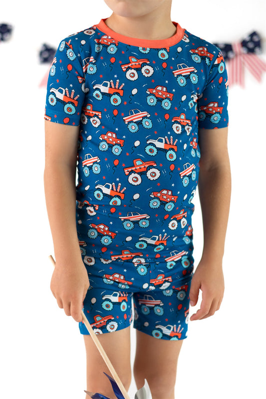 Monster Trucks & Rockets | Two Piece Short Sleeve Pajama Set
