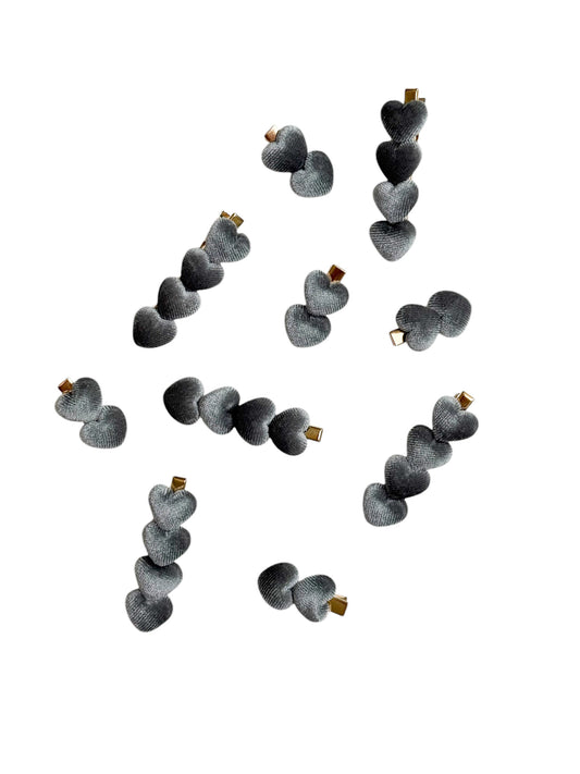 Gray Hearts Hair Clip