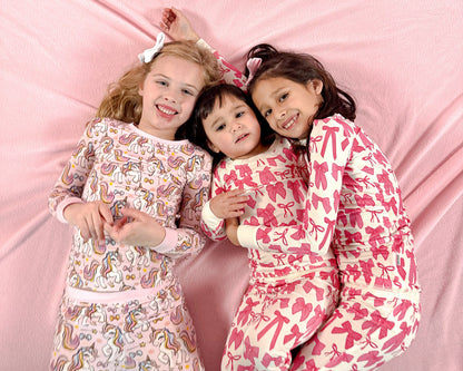 Hot Pink Bow | Two-Piece Pajama Set