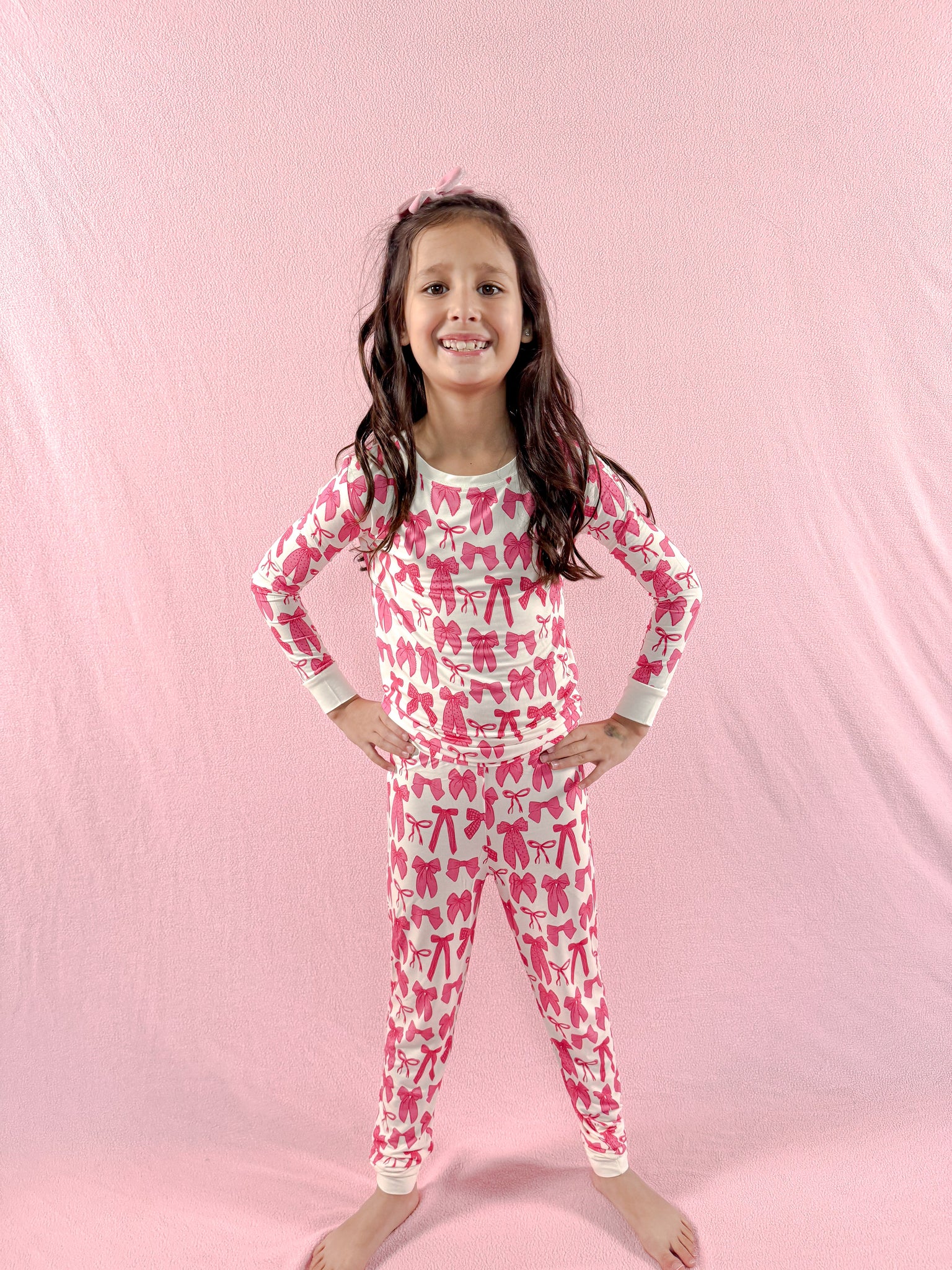 Hot Pink Bow | Two-Piece Pajama Set