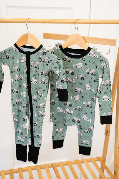 Construction Zippy Onesie | Boys Bamboo Convertible Romper
