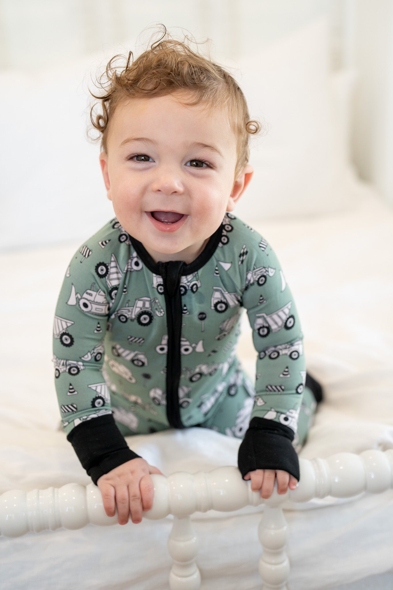 Construction Zippy Onesie | Boys Bamboo Convertible Romper