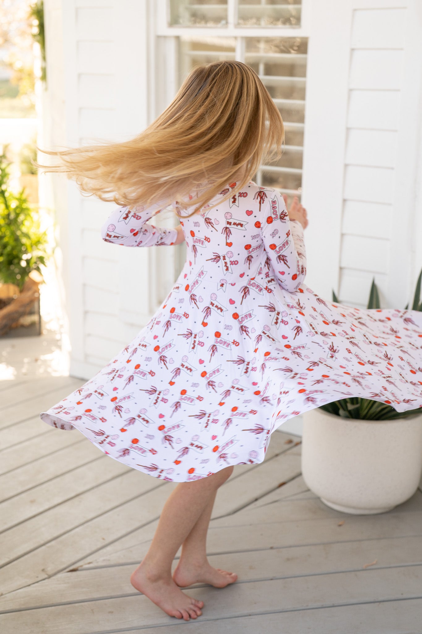 Valentine's Flag | Long Sleeve Twirl Dress 3T Valentine's Flag | Long Sleeve Twirl Dress 3T