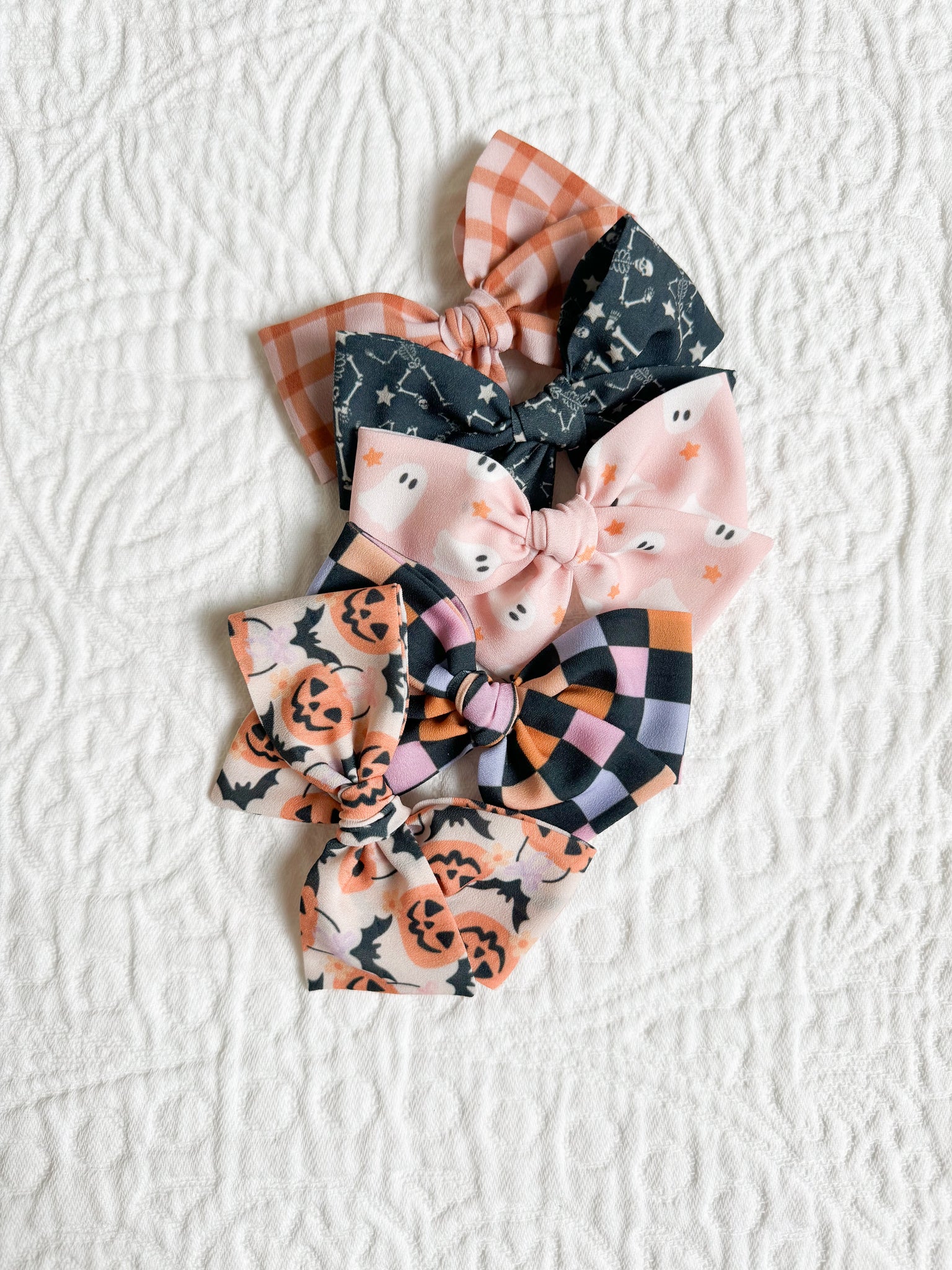 Pink & Orange Rust Gingham Pinwheel Bow