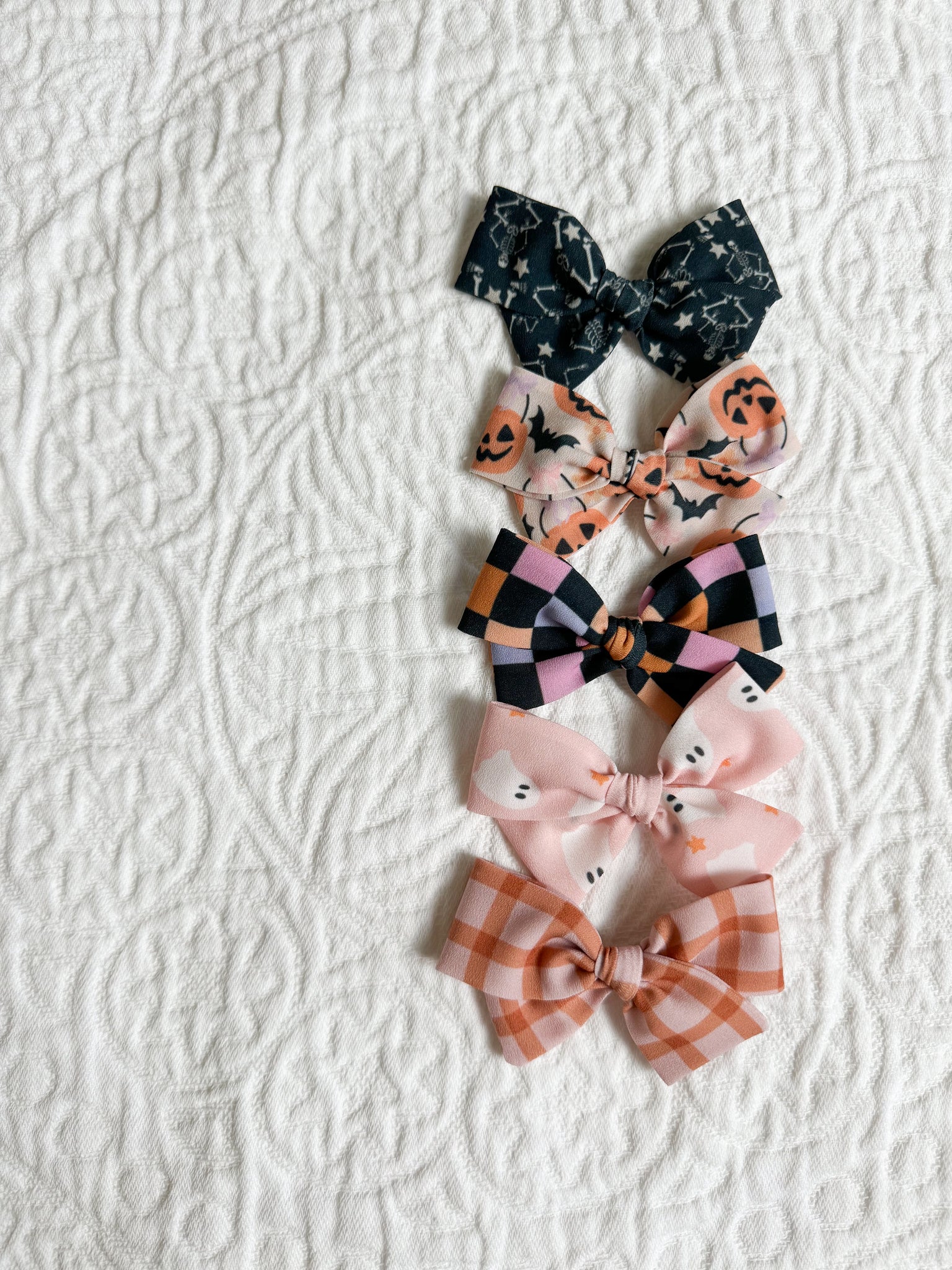 Pink & Orange Rust Gingham Pinwheel Bow