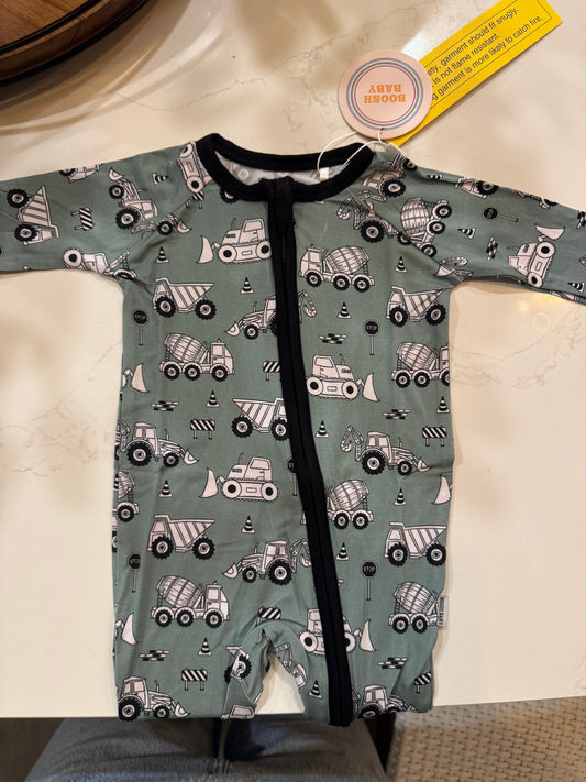 Construction Zippy Onesie | Boys Bamboo Convertible Romper