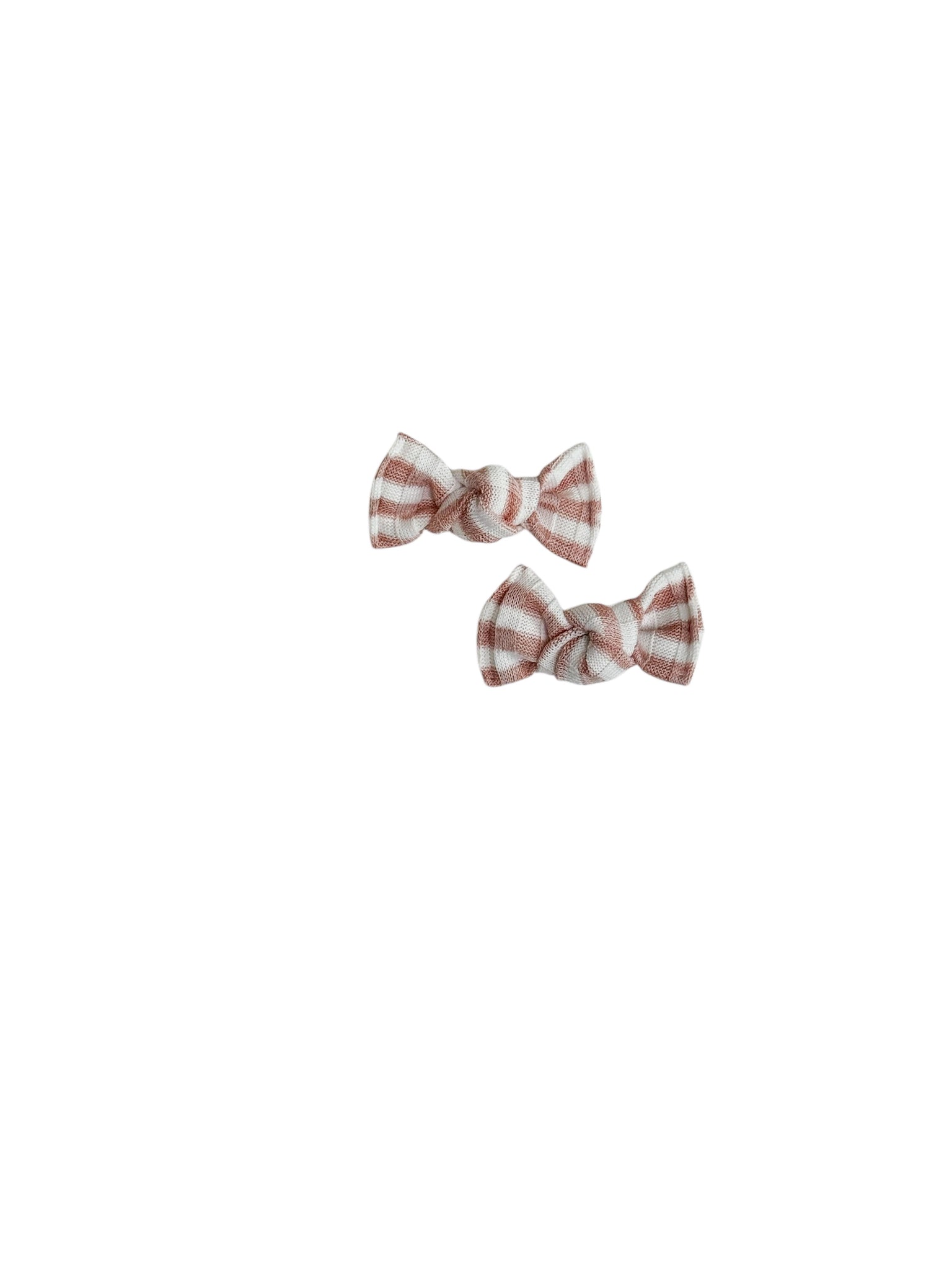 Blush Stripe Ribbed Knot Bow