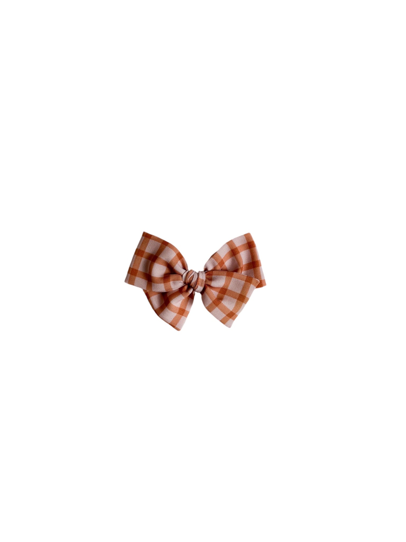 Pink & Orange Rust Gingham Pinwheel Bow