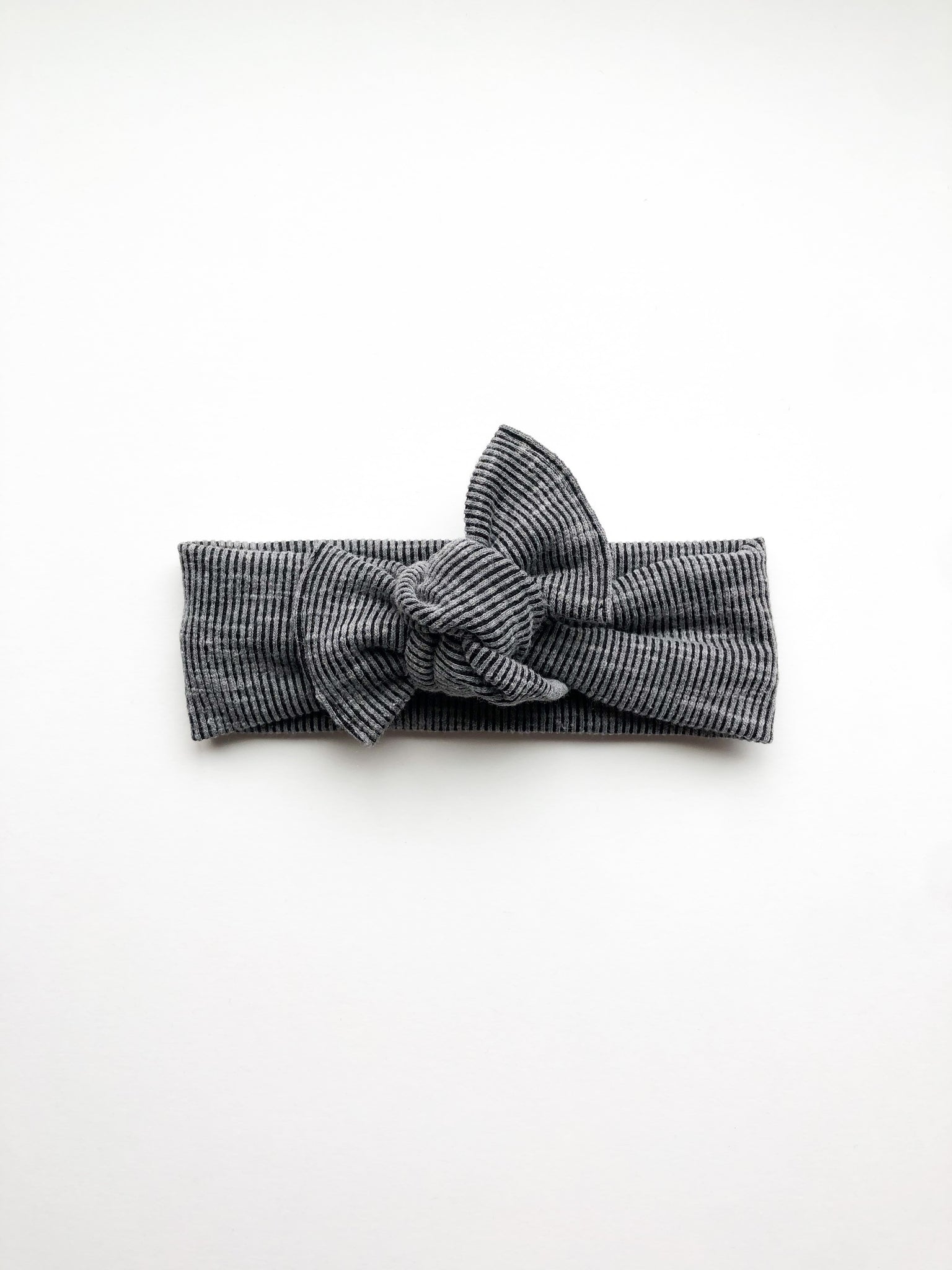 Black & Grey Ribbed Tie On Headwrap